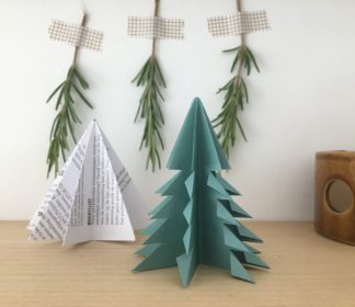 origami kerstboompje uit oud papier, appelzee.com